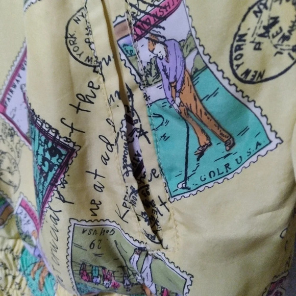 Vintage Mureli Golf Stamp Print Silk 90s Bomber Jacket - Picture 3 of 12